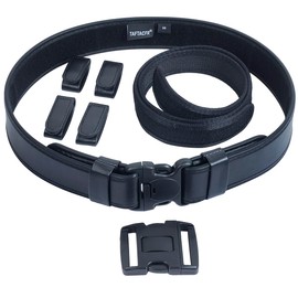 TAFTACFR Duty Belt for Law Enforcement Utility Security Military Police 2.25" Tactical Patrol Belt Set, Black Plain, X-Large