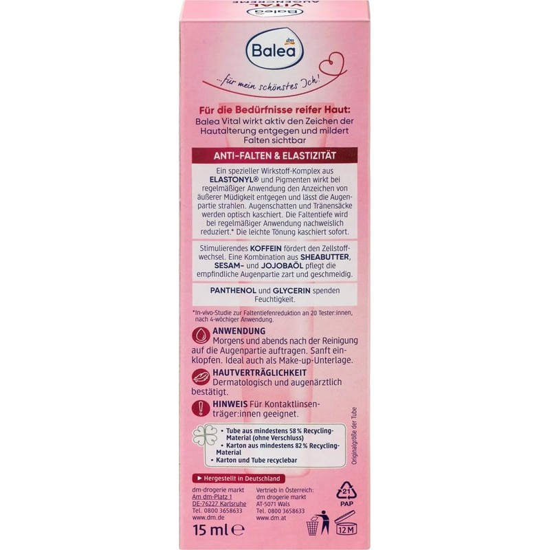 Balea Vital 5-in-1 anti-fatigue eye cream, 1 x 15 ml