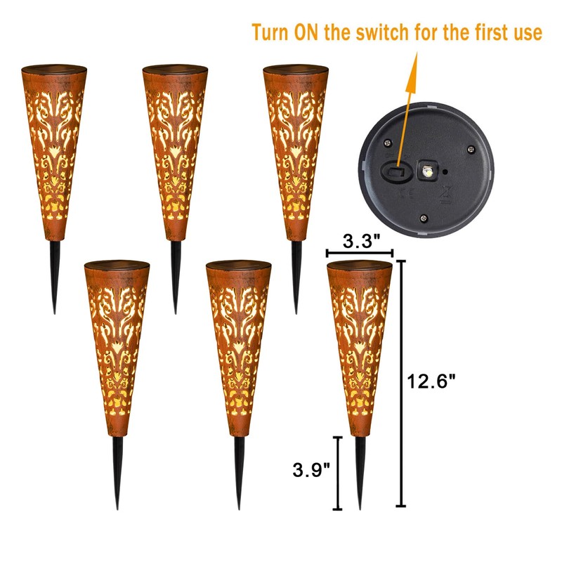 Go2garden 6Pcs Garden Solar Lights Outdoor Stakes Decorative Lighting for