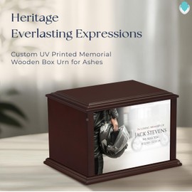 GetUrns Heritage Everlasting Expressions Adult Cremation Urn Memorial Box for Ashes with Custom Printing (Biker Helmet)