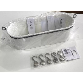 IKEA FINTORP Condiment stand, white 14 5/8 " + 5 Hooks Silver 3" NEW