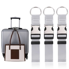 BLAZDEVE 3Pcs Add a Bag Luggage Straps Jacket Gripper, Heavy Duty Adjustable Quick Release Strap with Metal Buckle, Luggage Straps for Keychains, Purse, and Travel Accessories (Grey)