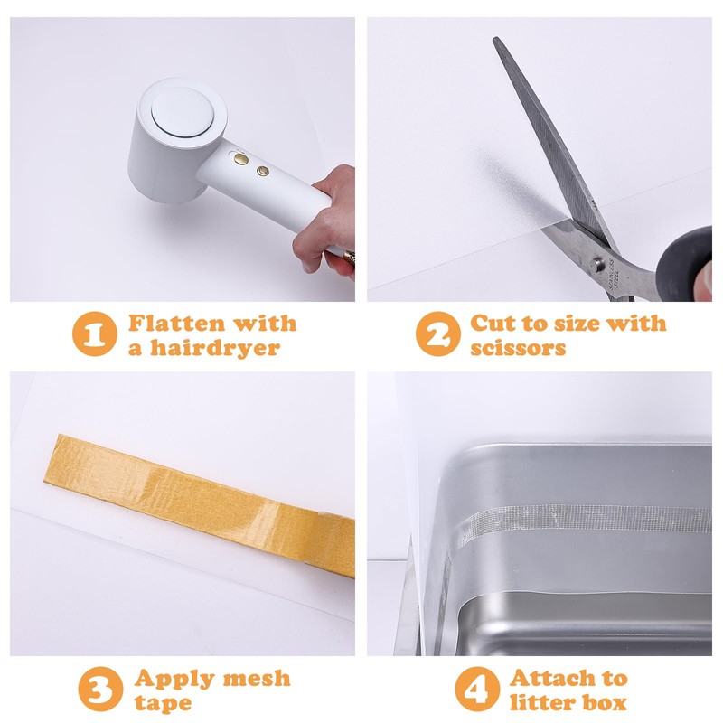 Cat Litter Box Pee Shields, One-Piece Seamless, Cuttable 70.8'' x