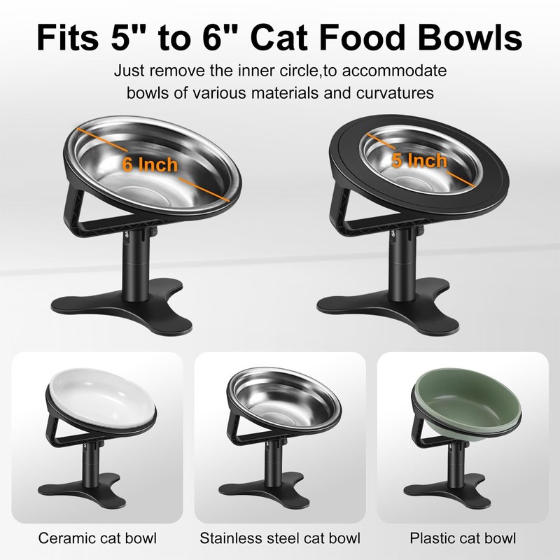 Cozioz Elevated Cat Bowls, Adjustable Height Stand for Indoor Cats,