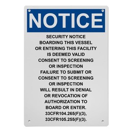OSHA Security Notice Boarding This Sign, 8.5 x 11 in" OSHA Compliant Guarded Area Sign, Weatherproof Plastic, UV resistant & Easy-to-Read Signage