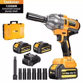TaskStar Cordless Impact Wrench, 1/2 In 1200Nm Torque Brushless 4.0Ah 2xBattery
