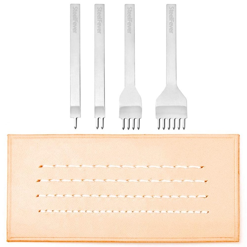 Leather Craft Tool Hole Punches 1+2+4+6 Prong Lacing Stitching Punch,