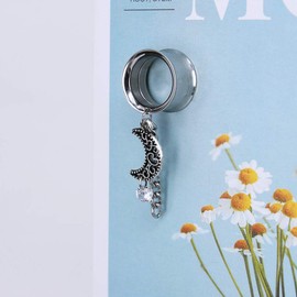 Vintage Dangle Ear Tunnels Plugs Stainless Steel Screw Ear Gauges Ear Expander Flesh Tunnels Piercing (Style#1, Gauge=00g(10mm))