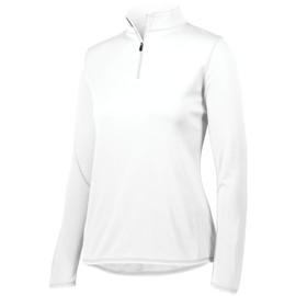 Augusta Sportswear Ladies Attain Wicking 1/4 Zip Pullover - Women's Running Long Sleeve Jacket with Sun Protection, White, 3X-Large