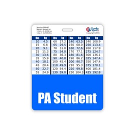 PA Student Badge Buddy Horizontal w/Height & Weight Conversion Charts (Oversized, Blue)