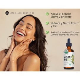 Moroccan Argan Oil (4oz), USDA Certified Organic, Virgin, 100% Pure, Cold Pressed by Kate Blanc. Stimulate Growth for Dry and Damaged Hair. Skin Moist