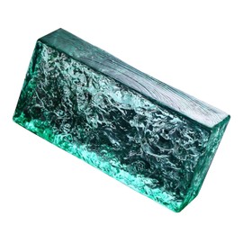 1 Pack-7.9"x3.9"x2" Green Glass Block-ice Crystal Patterned Rectangular Solid Glass Brick - Used in Building Fields Such as Wall partitions, as Well as for DIY Lighting fixtures, DIY Tables etc.
