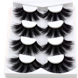 HBZGTLAD NEW 4 Pairs 3D Mink Hair False Eyelashes Criss-cross Wispy Cross Fluffy length 25mm Lashes Extension Handmade Eye Makeup Tools (MDR-5)