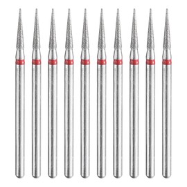 sourcing map 10pcs 200-230 Grits Diamond Grinding Bit 2mm Tapered Head 2.35mm Shank 10mm Length Stone Sanding Drill Bits Rotary Tool for Ceramic Glass Nails Grinding Polishing
