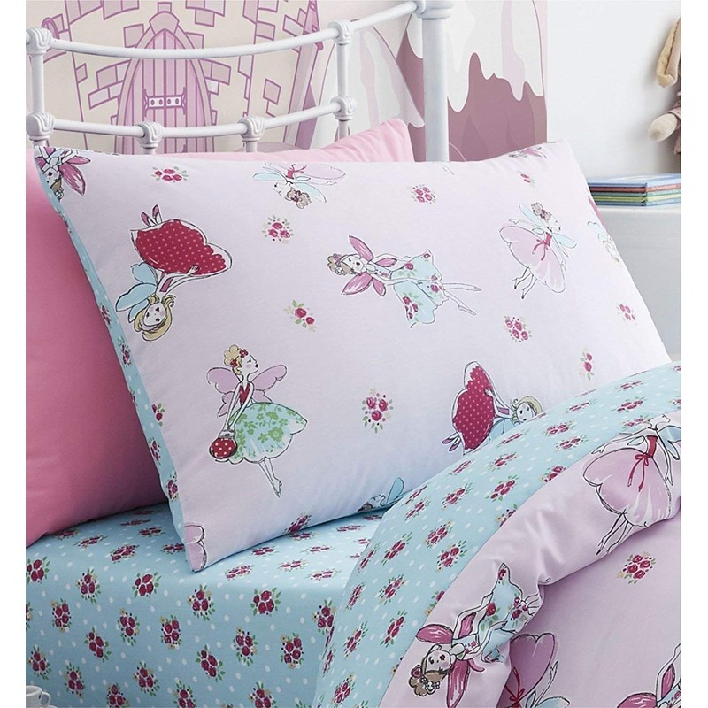 Catherine Lansfield Fairies Easy Care Single Duvet Set Pink
