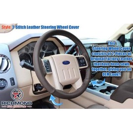 Richmond Auto Upholstery - Genuine Leather 2-Stitch Steering Wheel Cover, Brown (Compatible with 2015-2016 Ford F-250 King Ranch)