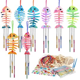 Pack of 12 Wind Chime Set Wooden Wind Chime Craft Wind Chime DIY Handmade Fish Wind Chime Ornament Pendant