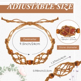 Fabbay 8 Pcs Crystal Bracelet Holder Empty Stone Holder Crystal Replacement Cage Cords Pendants Bracelets Cord Adjustable Rock Quartz for DIY Making(Black, Coffee)