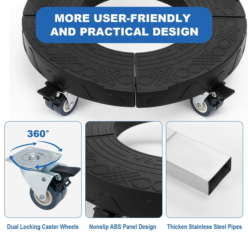 W B D WEIBIDA Trash Can Dolly Wheels Adjustable 15-19