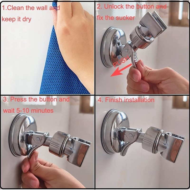 Fat-Cattie Adjustable Showerhead Holder, Bathroom Suction Cup Handheld Shower Head