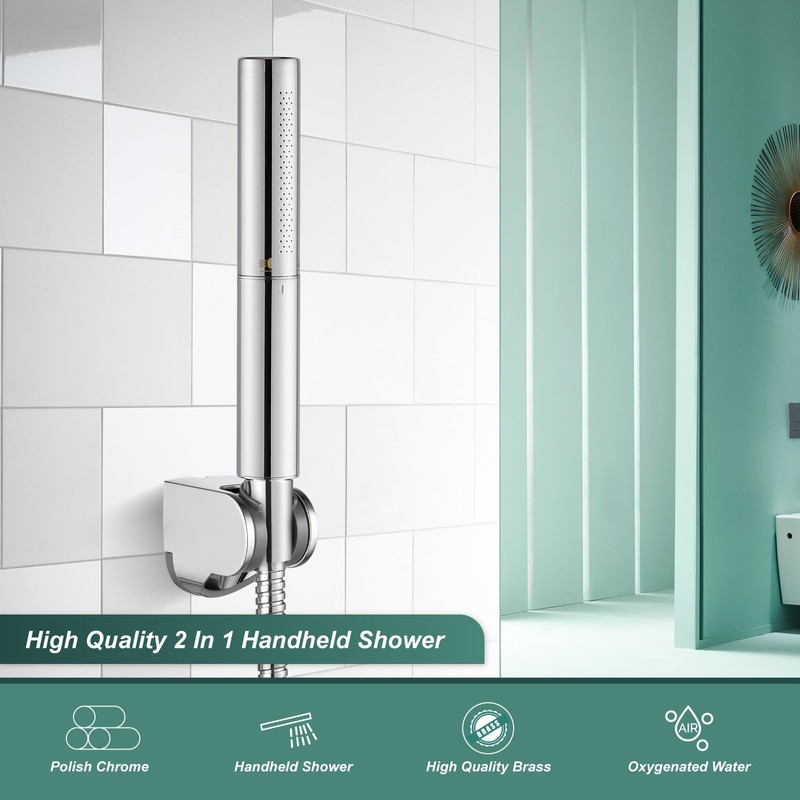 Heyalan Brass 2 in1 Function Handheld Spray Polished Chrome Hand