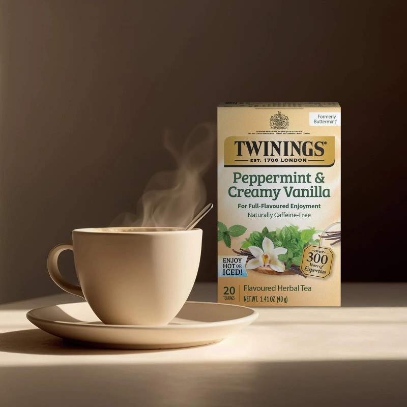 Twinings Peppermint Creamy Vanilla Herbal Tea 20 Count Pack of