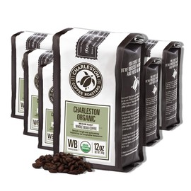 Charleston Coffee Roasters | Specialty Organic Whole Bean Bag | Hand Picked, Premium Slow Roast | Charleston (12oz, 6 pack)