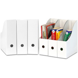 Simple Houseware White Magazine File Holder Organizer Box (Pack of 6)