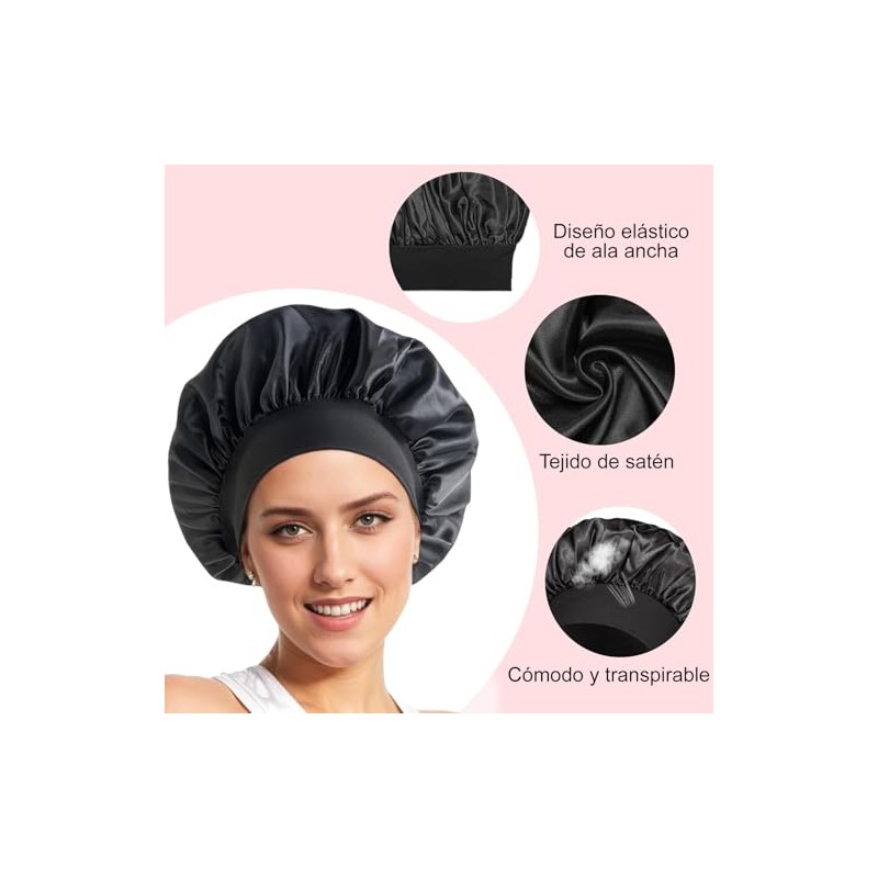 6 Piezas Gorro de Seda para Dormir Ajustable, Capó Gorro