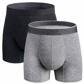 REELINDRY Washable Incontinence Underwear for Men, 2.3 oz Leak Proof Absorbent Reusable Briefs for Male Urine Leakage 2 Pack(Black-Gray, L)