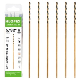 HLOFIZI 5/32" x 6" Extra Long Drill Bit (6 Pack), Aircraft Extension Drill Bits M2 High Speed Steel for Wood, Soft Metal, Plastic
