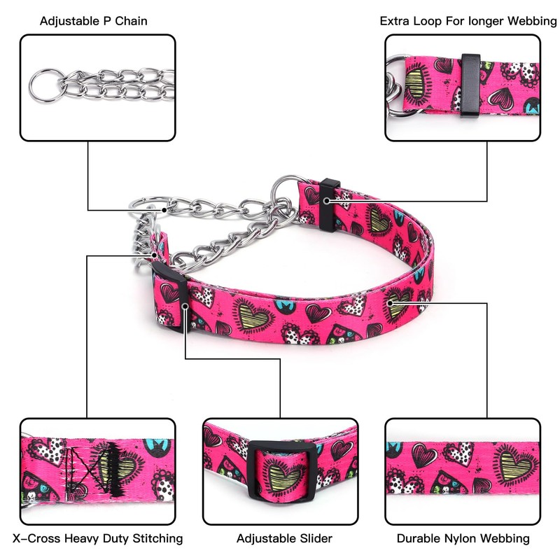 haoyueer Martingale Dog Collar - Stainless Steel Chain, No Pull
