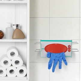 Relaxdays Glove Dispenser, Set of 2, Glove Holder, for Disposable Glove Boxes, H x D: 9.5 x 28 x 9.5 cm, Iron, Grey