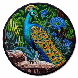 Peacock Bird Patch 3" Iron-on Embroidered Sublimated Applique for Clothing Vest, Sew-on Decorative Embroidery, Badge Emblem, Mountains, Nature Souvenir, Wild Animals, Outdoor Patches, National Parks
