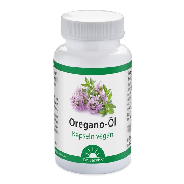 Vegan Oregano Oil Capsules, 30 g Tub, 70% Carvacrol and 3.5% Thymol, Easy to Swallow, 60 Servings, No Additives