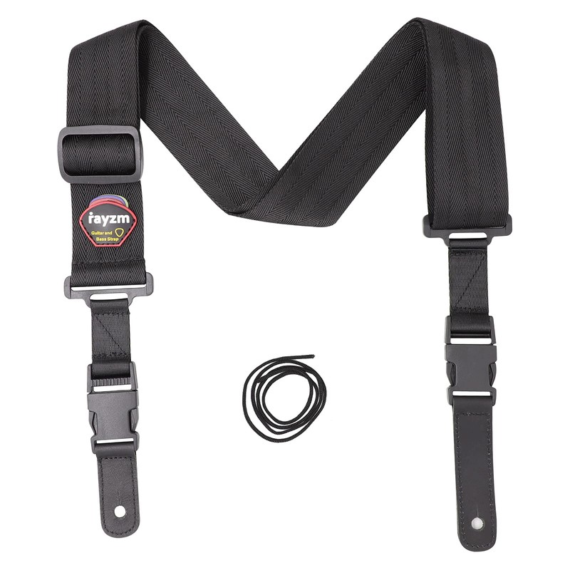 Rayzm Guitar Strap with Quick Release Black Non Slip Soft