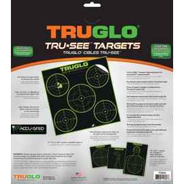 TRUGLO Tru-See 5-Bull 12X12 Bright Fluorescent Self-Adhesive High-Visible Reactive Splatter Target with Increased Target Life, 6-Pack/Green