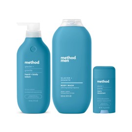 Method Glacier + Granite, Body Lotion 14 Fl Oz, Men Body Wash 18 Fl Oz, Deodorant 2.65 Fl Oz, 1 CT (Variety Pack)