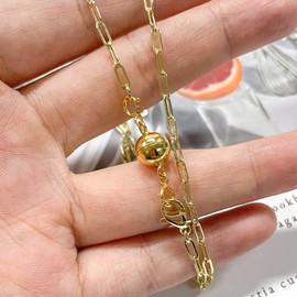 ALEXCRAFT Double Magnetic Jewellery Clasp, Sterling Silver 925 Gold Spring Buckle Chain Clasp for Necklace Bracelets Connecting Buckles, 14K Gold-Plated Magnetic Connector Chain Jewellery Making