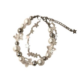 Kysin Chiys Y2k Star Beaded Adjustable Bracelets Sparkling Kawaii Double Layer Bracelet for Women Planet Trendy Fairycore Jewelry Fairy Grunge Accessories - B