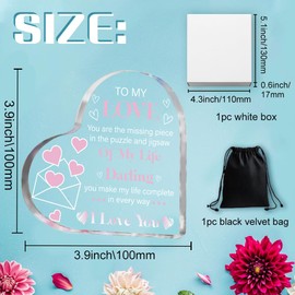 ORIGACH to My Love You are My Missing Piece Acrylic Heart Gifts for Her Him Birthday Gifts for Women Men Boyfriend, Girlfriend I Love You Gifts for Husband, Wife, 3.9x3.9 Inch