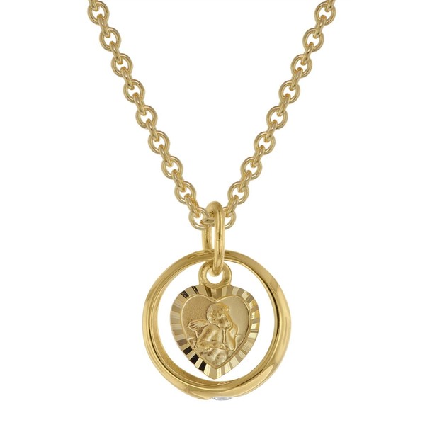 trendor Taufring mit Engelherz Gold 333 an goldplattierter Silberkette 39455-40