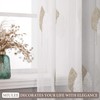 MIULEE 2 Panels Sheer Curtains Brown and White Embroidered Leaves