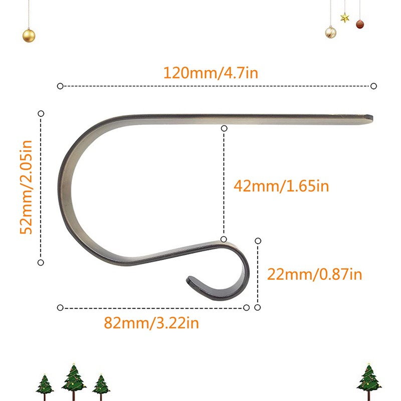 Christmas Stocking Hooks for Fireplace,Stocking Holders for Mantle, 4 Pack