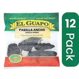 EL Guapo Whole Pasilla Ancho Chile Pod - 2 Ounce (Pack of 12)