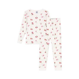 Petit Bateau Girls Sleepsuit, Marshmallow/Peony/Multicolor