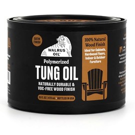 Walrus Oil - Polymerized Tung Oil. 100% Natural, VOC-Free, Heat Bodied, Fast Curing Wood Sealer and Finish. Food-Contact Safe, 16oz Can