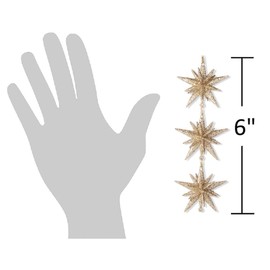 The Bridge Collection 6.3" Champagne Gold Color Glitter 3 Tier Moravian Stars Christmas Ornament - Sparkling Gold Star Christmas Ornament