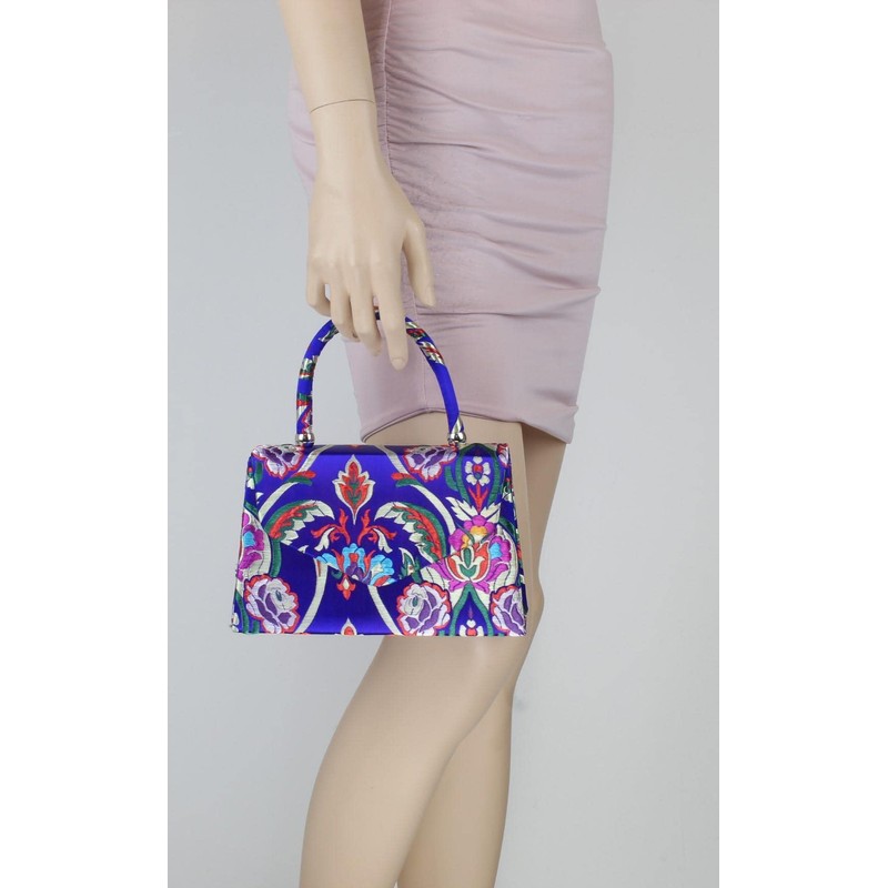 Girly Handbags Ladies Baroque Flower Clutch Bag, royal