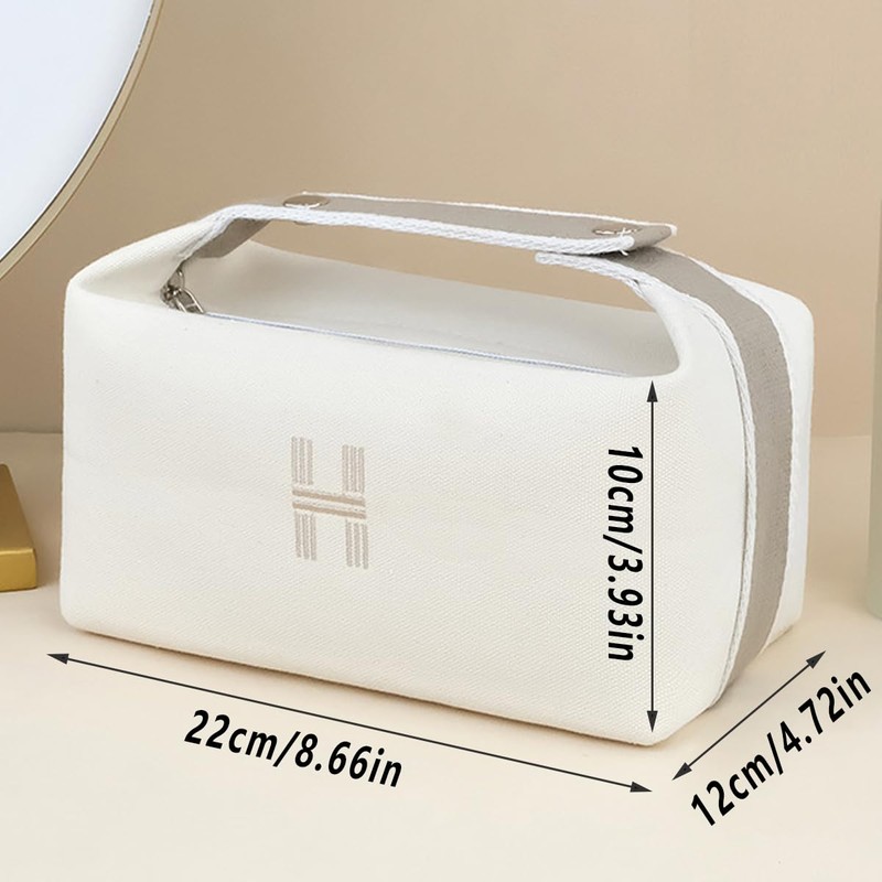 AIMALL Large Capacity Canvas Travel Wash Bag - Stylish White